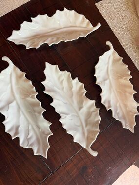 Apilco France leaf shaped porcelain dishes  RARE FIND